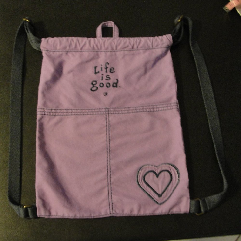 Life Is Good Back Pack - Light Purple - Cinch Top